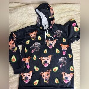 Dog Lover's Black Hoodie with Avocado Print